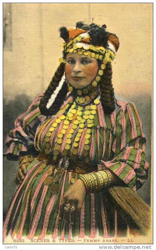 ALGERIE - Femme Arabe - Bijoux - Costume - Plaatsen