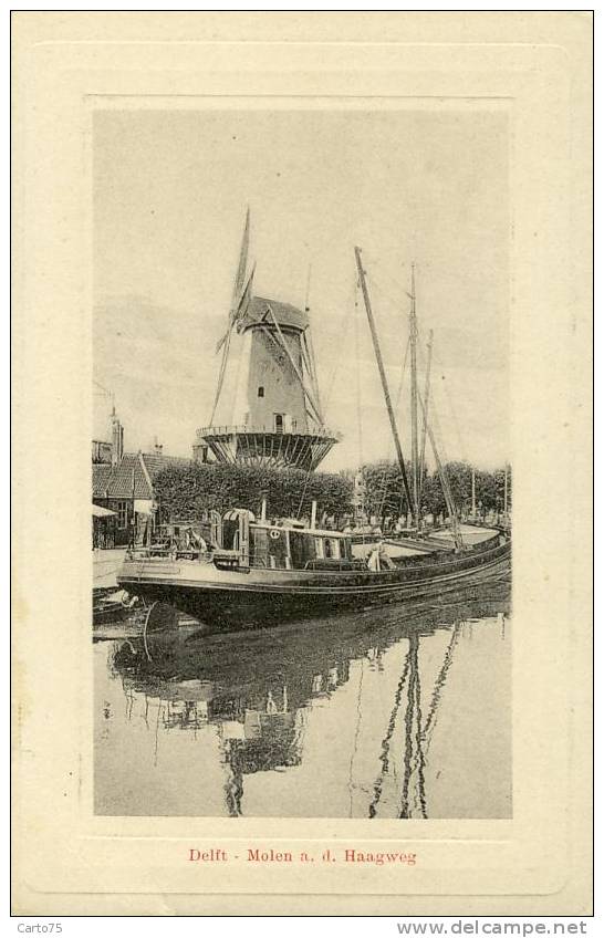 MOULIN à VENT - Delft - Molen A.d. Haagweg - Péniche - Moulins à Eau