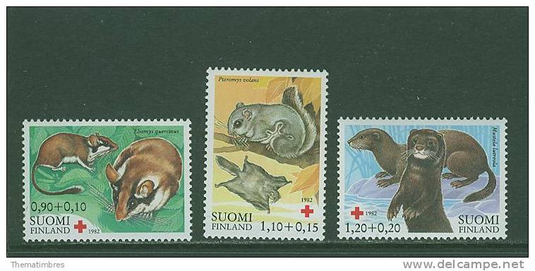 3S0145 Ecureuil Lerot Vison Mustela Lutreola 877 à 879 Finlande 1982 Neuf ** - Unused Stamps