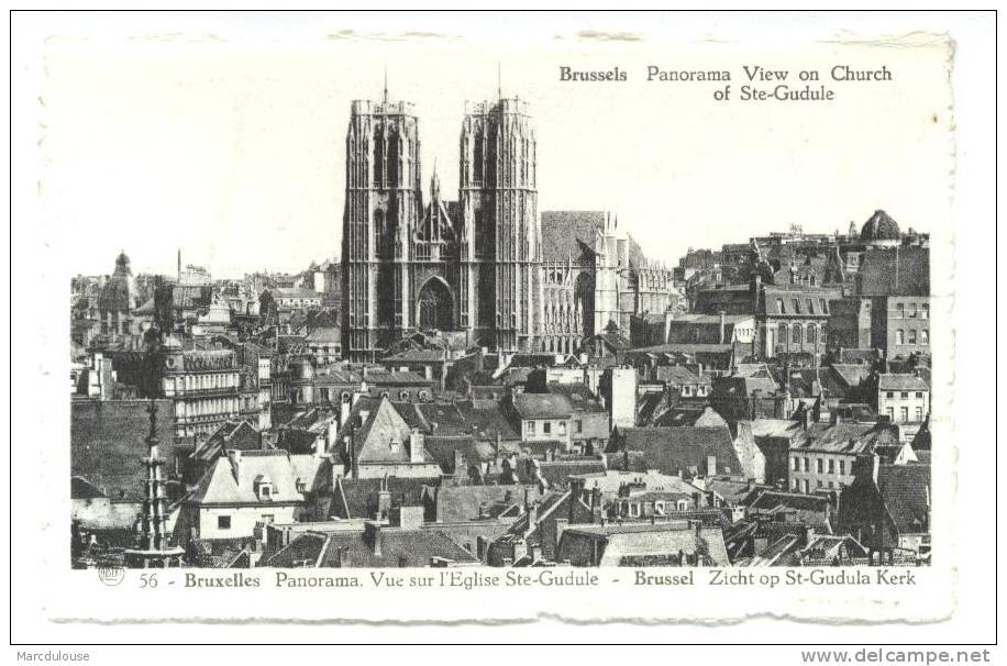 Bruxelles. Brussel. Panorama. Vue Sur L'église Sainte-Gudule. Zicht Op Sint-Gudula Kerk. - Mehransichten, Panoramakarten