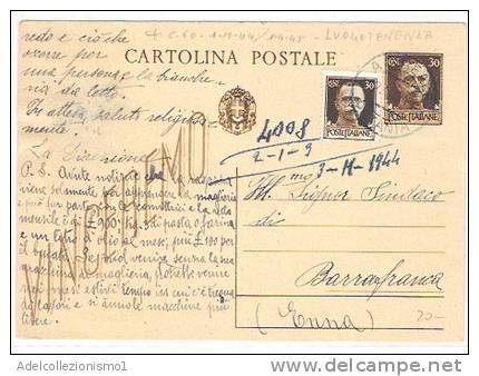 3058)intero Postale Vinceremo Con 30c + 30c Imperiale Da Acireale A Enna Il 25-10-1944 - Marcofilía