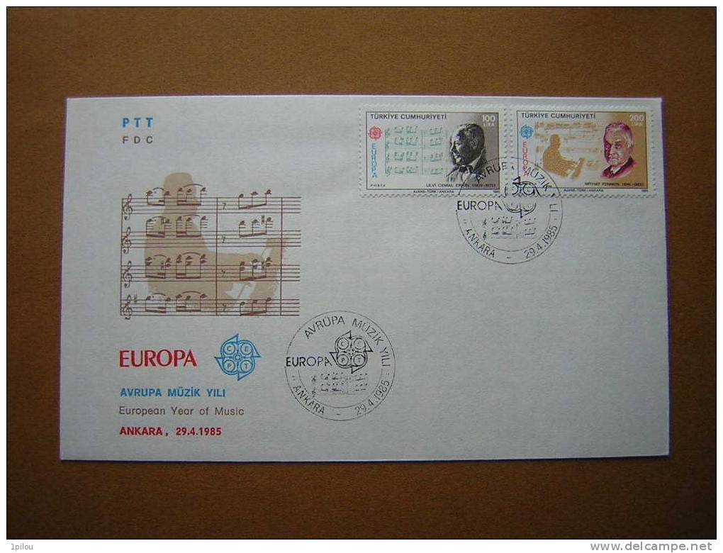 TURQUIE. EUROPA. ENVELOPPE 1er JOUR. COMPOSITEURS DU PAYS. - 1985