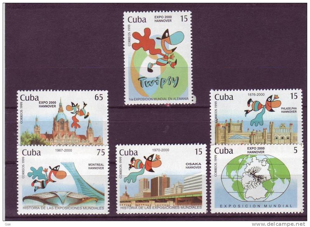 CUBA  2000 - 6 Valori** - Esposizioni - Marionnetten