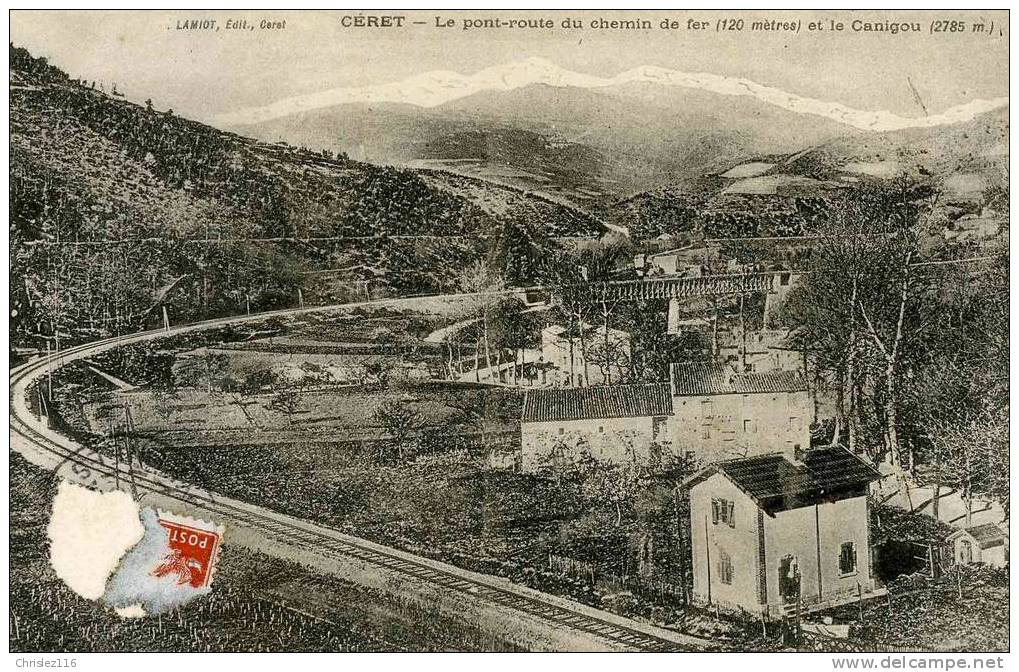 66 CERET Pont Route Du Chemin De Fer  Beau Plan  1910 - Ceret