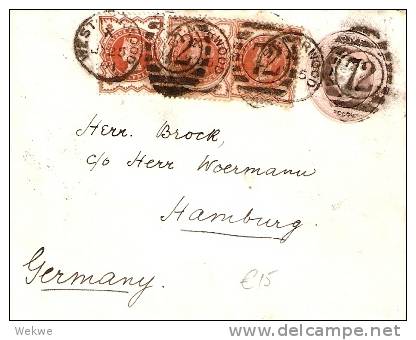 GBV111 / One Penny Inland Couvert Mit 3x Halfpenny 1891, Hamburg - Covers & Documents