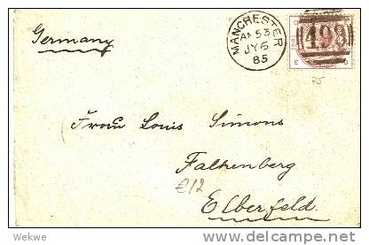 GBV114 / Manchester-Elberfeld 1885, Victoria-Breitformat - Lettres & Documents