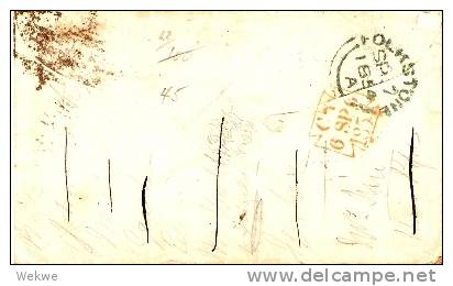 GBV128 / One Penny Auf Blaupapier(2x)Doppelporto 1854 - Cartas