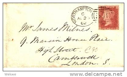 GBV143 / Northampton Spoon 1862, 1 Penny Post, Nach London - Briefe U. Dokumente