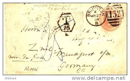 GBV144 / Unterfrankierte GA Nach Deutschland. Nachporto 15 C. - Briefe U. Dokumente
