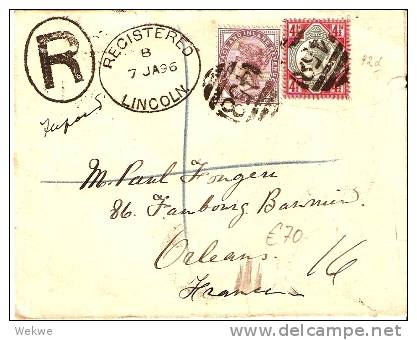 GBV145 / 4 ½-Marke + 1 D, 1896 Lincoln-Orleans, Einschreiben - Storia Postale