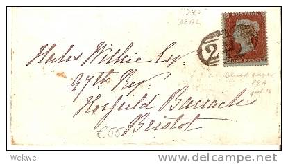 GBV150 / One Penny Auf Blau, Deal(240)1854 Nach Bristol - Briefe U. Dokumente