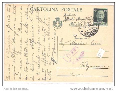 3072)intero Postale Con 60c S.F. Da Palermo A Valguarnera Il 21-3-1945 - Marcophilie