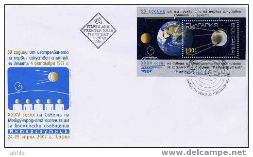 BULGARIE - 2007 - 50 An.de Lencment De La Premier Satelit De La Terre - Bl - FDC - Autres & Non Classés