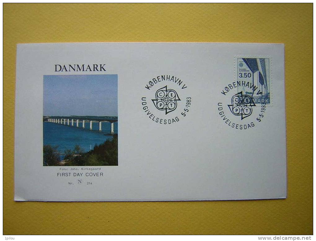 DANEMARK. EUROPA. ENVELOPPE 1er JOUR. PONT SALLINGSUND. - 1983