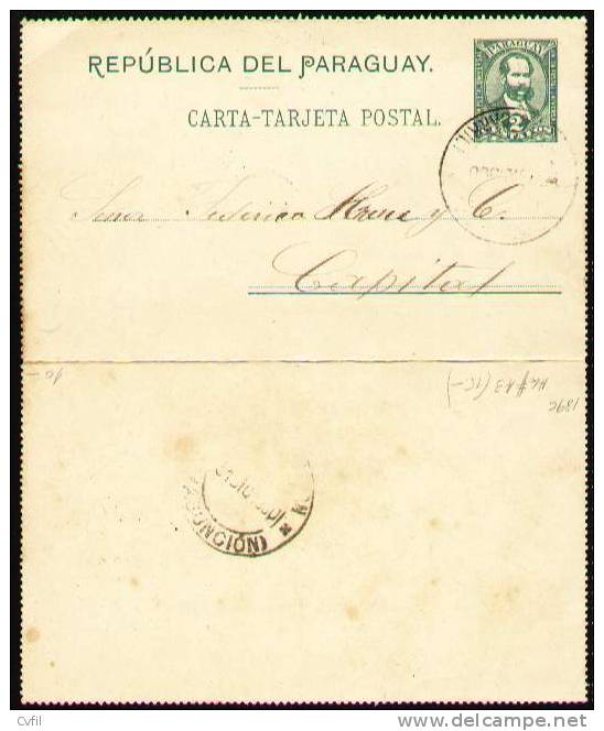 PARAGUAY 1900 - ENTIRE LETTER CARD, Within ASUNCION - Paraguay