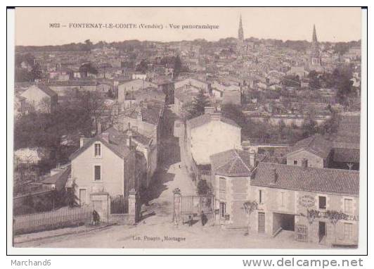 FONTENAY LE COMTE . VUE PANORAMIQUE (cp Retaillé Eu Dans L état) - Fontenay Le Comte