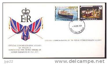 Jolie FDC 1er Jour Anguilla Silver Jubilee Queen Reine Elizabeth II 9-02-1977 - Drapeau Flag Armoiries - Anguilla (1968-...)