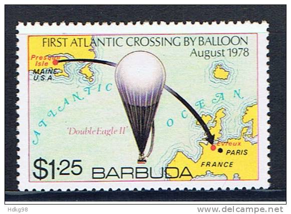 Barbuda+ 1978 Mi 432** Atlantiküberquerung Im Ballon - Barbuda (...-1981)