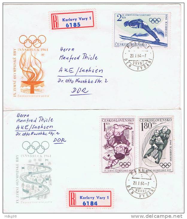 CSR+ Tschechoslowakei 1964 Mi 1447-49 FDC Olympische Winterspiele, Innsbruck - Briefe U. Dokumente