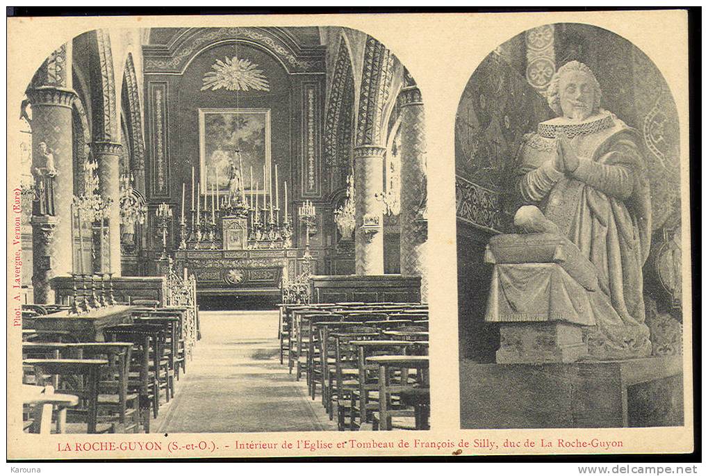 95 - LA ROCHE GUYON - Intérieur De L'Eglise Et Tombeau De François De Silly, Duc De La Roche Guyon - La Roche Guyon