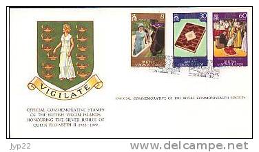 Jolie FDC 1er Jour Virgin Islands Vierges Silver Jubilee Queen Reine Elizabeth II 9-02-77 Armoiries Blason - Britse Maagdeneilanden