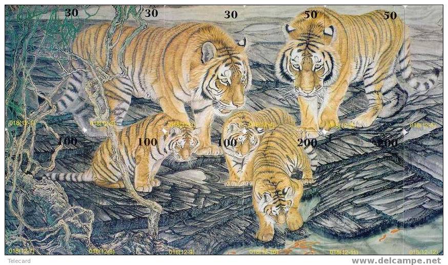 8 Telecartes PUZZLE TIGER Tigre Tijger Animal Tier (7) Puzzle Of 8 Phonecards - Jungle