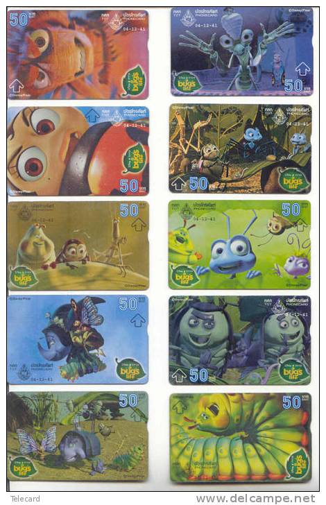 Disney Satze Von 10 Telecartes BUG'S LIFE Aus THAILAND * FILM * MOVIE * CINEMA * KINO - Disney