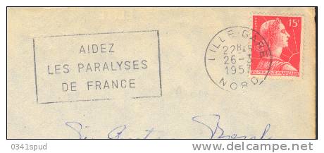 1957 France  59 Lille  Handicap  Sur Lettre Entiere - Behinderungen