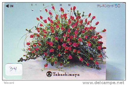 Telecarte Japon Fleur Bouquet (34) ROSES  BLUME Telefonkarte * Japon Bloemen * Boeket *  Bloem - Flower - - Fleurs