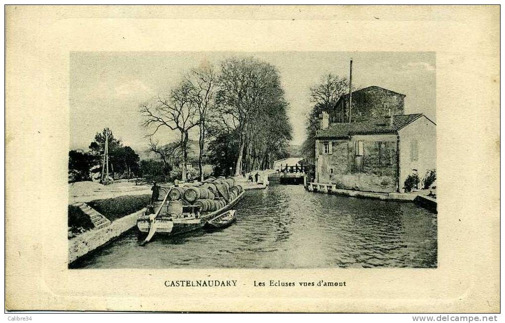 CASTELNAUDARY Les Ecluses Vues D' Amont ( Péniche Tonneaux 1915) - Castelnaudary