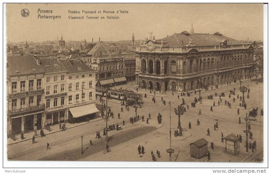 Antwerpen. Anvers. Vlaams Toneel En Italiëlei. Trams. Théâtre Flamand Et Avenue D'Italie. - Antwerpen