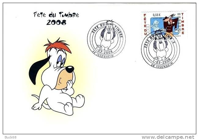 FRANCE 4148 FDC 2008 Fête Du Timbre : Enveloppe Premier Jour DROOPY Tex AVERY 1 Cachet Issenheim - Cómics