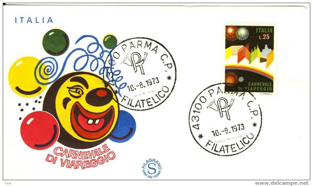 ITALIA FDC "FilagranoS" 1973 CARNEVALE DI VIAREGGIO. - Carnaval