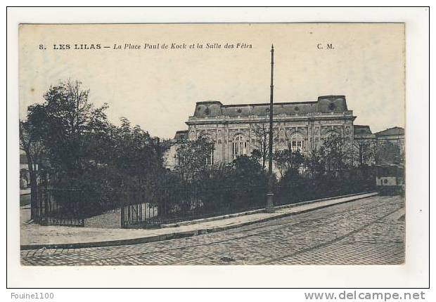 Carte Les Lilas La Place Paul De Kock Et La Salle Des Fêtes - Les Lilas