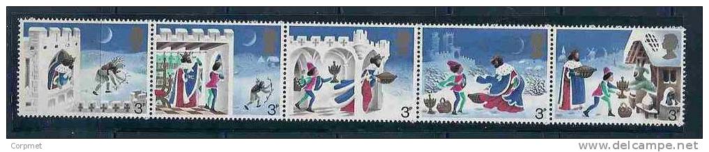 UK - 1973 CHRISTMAS - SE-TENAT STRIP OF 5 - SG # 943a - Yvert # 702a - MINT (NH) - Feuilles, Planches  Et Multiples