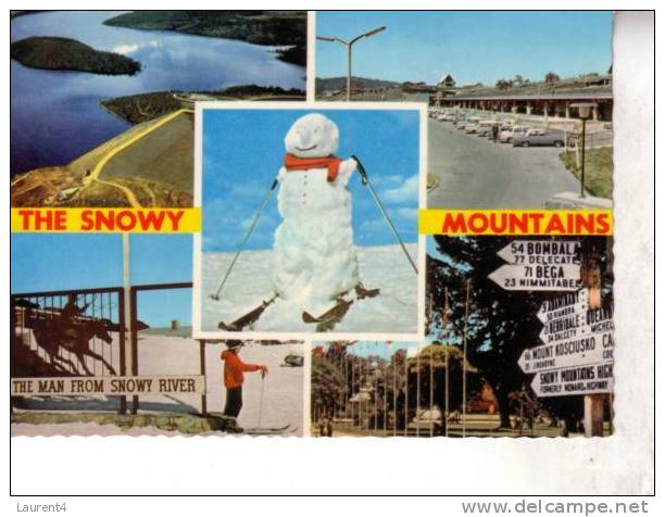 Snowy Mountain & Snowmen Postcard - Carte Des Snowy Mountain Et Bonhomme De Neige - Autres & Non Classés