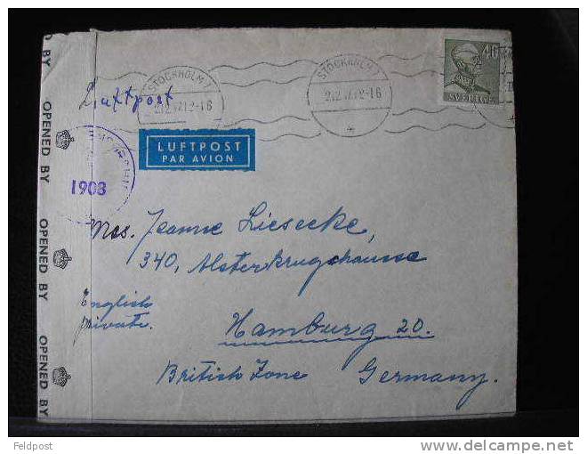 Lettre De Stockholm 1917 Pour Hamburg - Marques De Censure Postale - Other & Unclassified