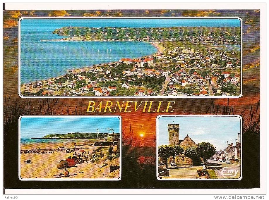 BARNEVILLE - Vue Aérienne, Au Fond: Carteret,la Plage Et L´Eglise - Barneville