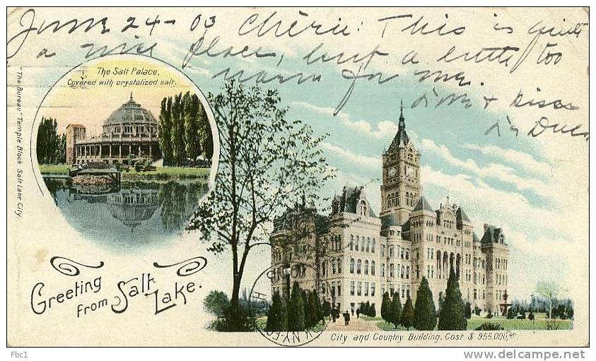 CPA: USA: Greeting From Salt Lake (1903) - Salt Lake City