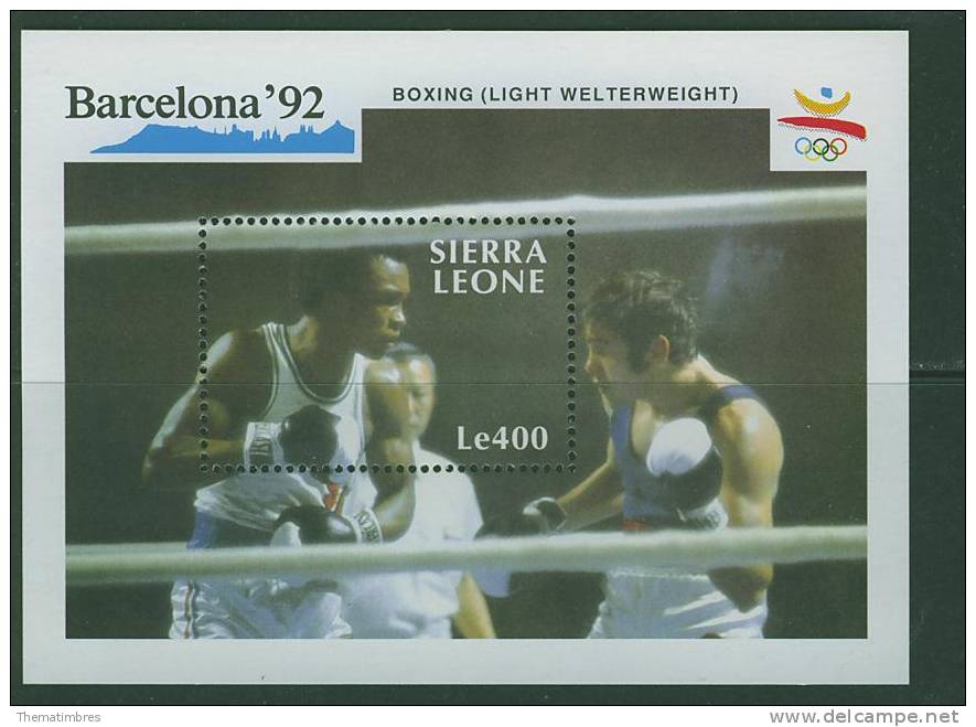 292N0089 Boxe Bloc 134 Sierra Leone 1992 Neuf ** Jeux Olympiques De Barcelone - Boxe