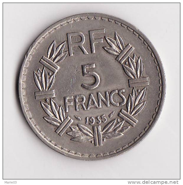 5 Francs Lavrillier Nickel - 1935 - Autres & Non Classés