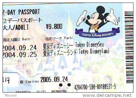 Disney Passeport Entreecard TOKYO DISNEYLAND Passport (217)  JAPAN MICKEY MOUSE - Disney