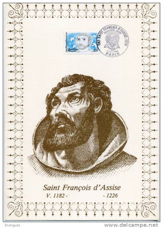Saint-François D´Assise, Encart Sur Soie,franciscain, - Non Classés