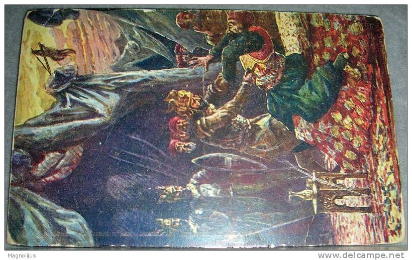 Kosovo,Battle,1389.,Serbia,Turkey,Milos Obilic,Killing,Emperor Murat,Scene,Art,Painting,Signatured,vintage Postcard - Kosovo