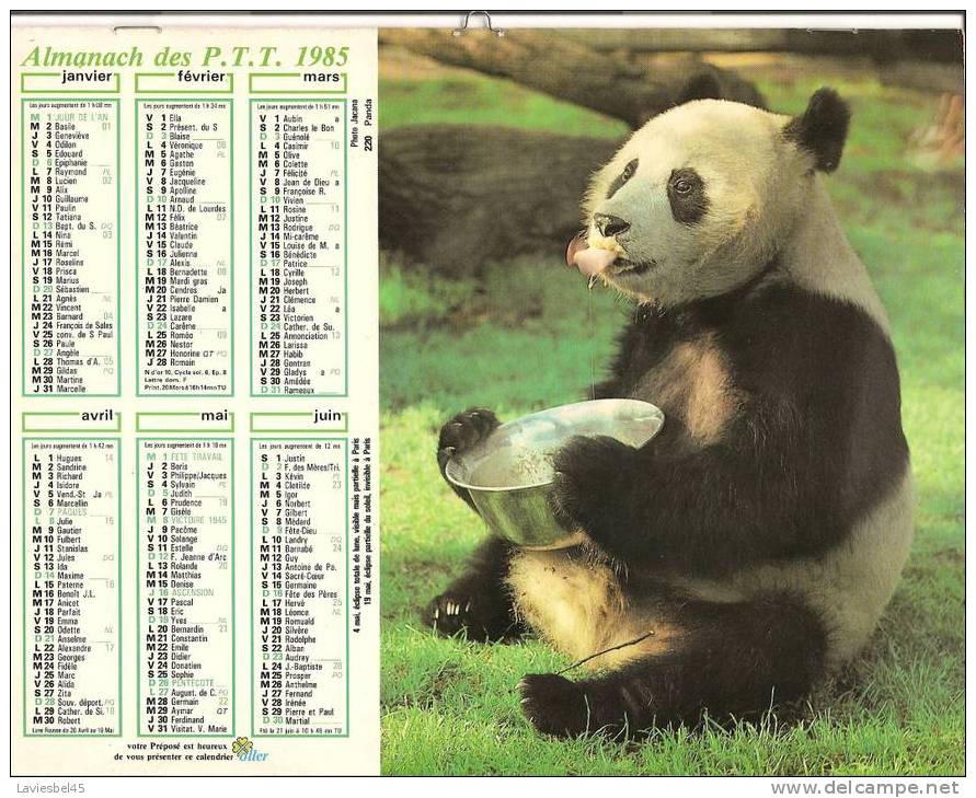 ALMANACH DES PTT ANNEE 1985 - OLLER- - Photo Jacana - Big : 1981-90