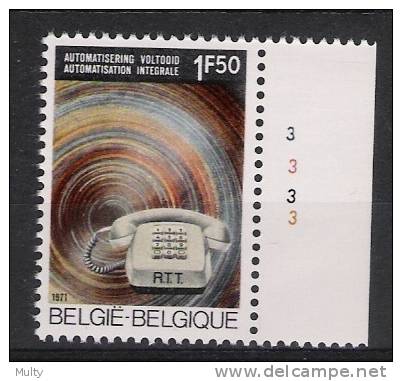 Belgie OCB 1567 (**) Met Plaatnummer 3. - 1971-1980