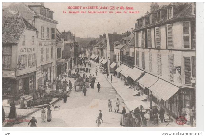 10.135/ NOGENT SUR SEINE -La Grande Rue St Laurent Un Jour De Marché - Nogent-sur-Seine