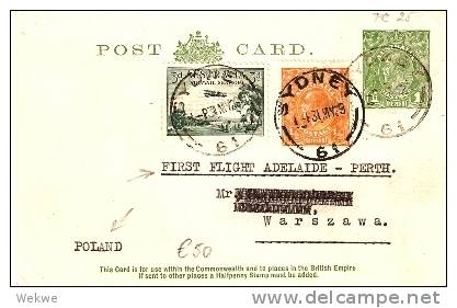AUS188 / Erstflug Auf PC 25+Marken Adelaide?Perth 1929, Polen (First Flight) - Lettres & Documents
