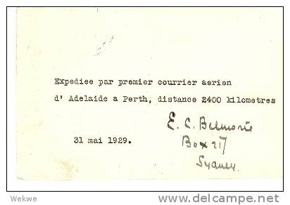 AUS188 / Erstflug Auf PC 25+Marken Adelaide?Perth 1929, Polen (First Flight) - Lettres & Documents