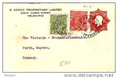 AUS194 / Australien -  Georg PU 12 S. Cooke Ltd. Melbourne + 2 Marken, Bavaria - Briefe U. Dokumente